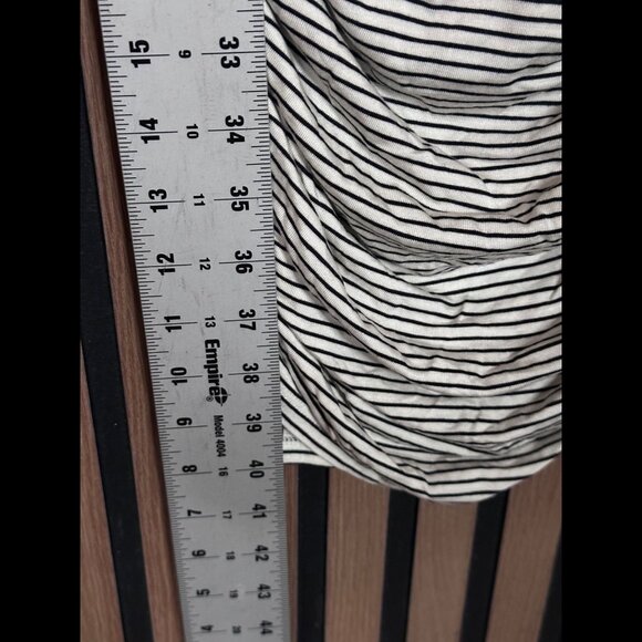 New Motherhood Dress Small Womens Ruched Black White Round Neck Stretch Midi - Picture 5 of 7